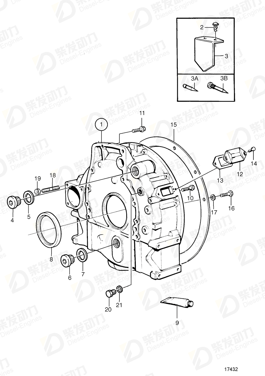 volvo penta Gasket 11996 Drawing